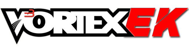 Logo de Vortex EK dans la collection Vortex Racing avec clip-on et sliders.
