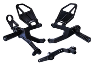 Repose Pied Vortex - Black motorcycle rearsets avec positions d’ajustement pour Vortex Racing