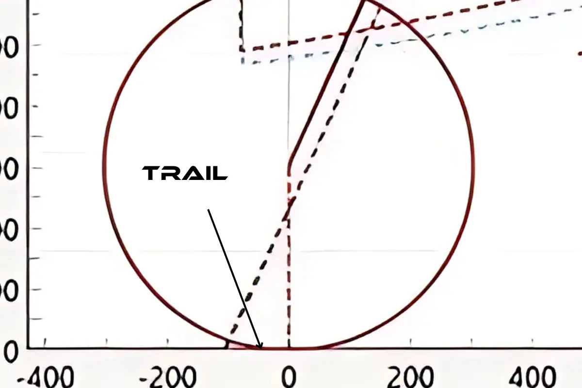 Diagramme circulaire illustrant le comportement moto en trail et la maniabilité.