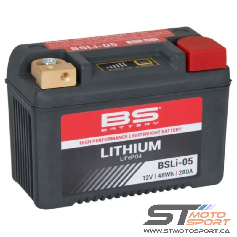 Batterie au Lithium Bs Battery noire et rouge pour moto, légère et performante