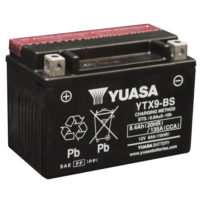 Batterie Yuasa YTX9-BS noire, idéale pour votre batterie moto