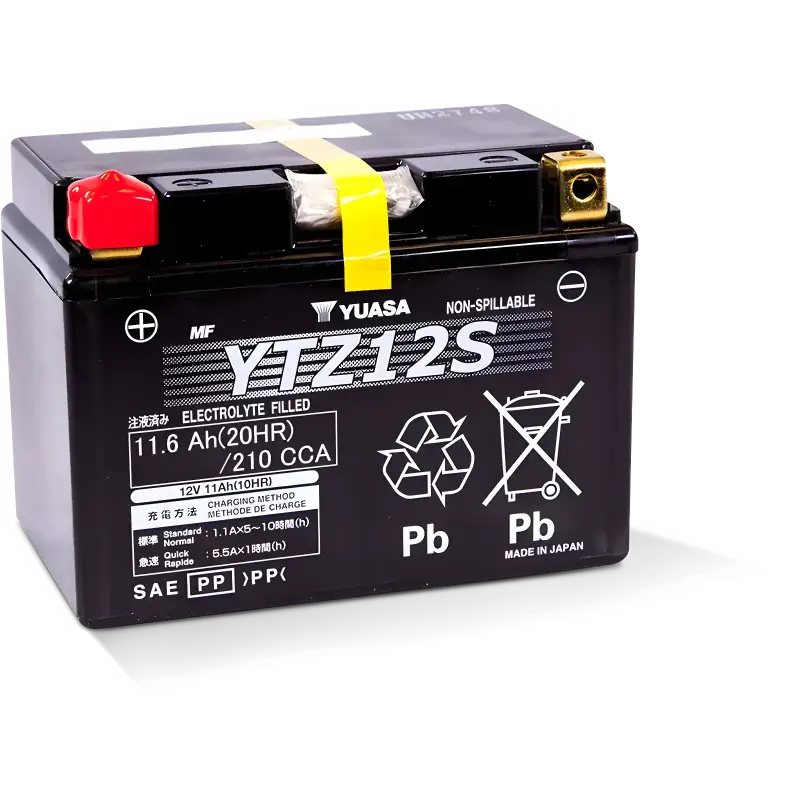 Batterie Yuasa YTZ12S noire pour moto, performance et fiabilité optimales