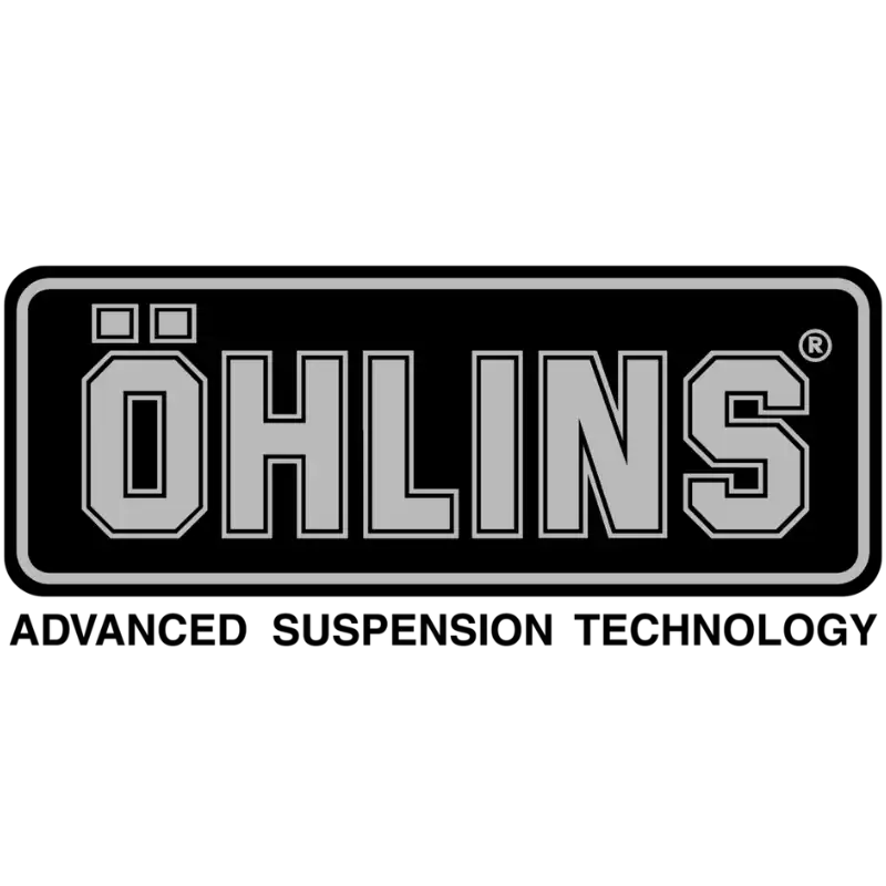 Logo Öhlins en noir et blanc avec le texte « Technologie de suspension avancée » en dessous.