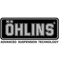 Logo Öhlins en noir et blanc avec le texte « Technologie de suspension avancée » en dessous.