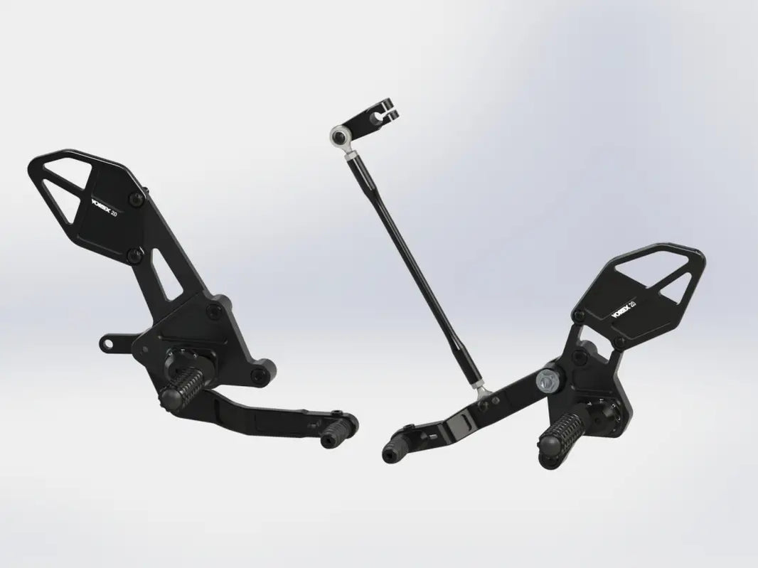 Repose Pied Vortex - Yamaha, rearsets en noir pour positions d’ajustement optimales