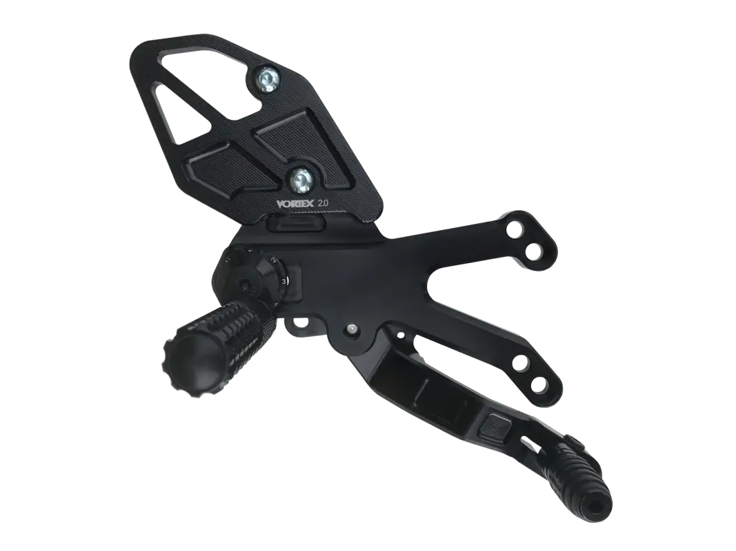 Repose Pied Vortex noir pour moto, positions d’ajustement optimales en Vortex Racing