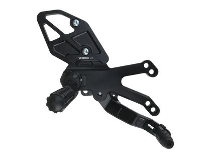 Repose Pied Vortex noir pour moto, positions d’ajustement optimales en Vortex Racing