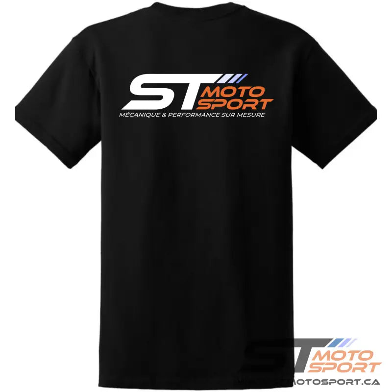 T-shirt S.t. Motosport noir avec logo, idéal pour les fans de pneus de motos