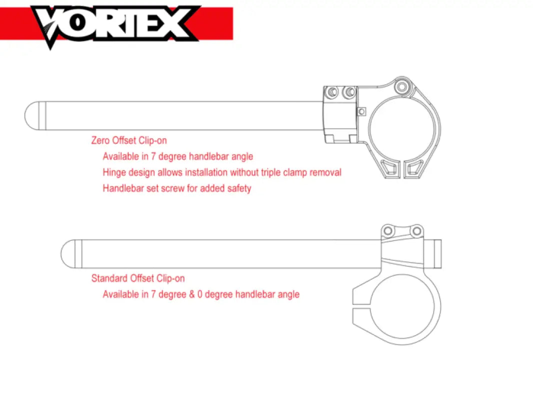 Clip-on Vortex à Décalage Zéro avec design articulé pour la performance de motos